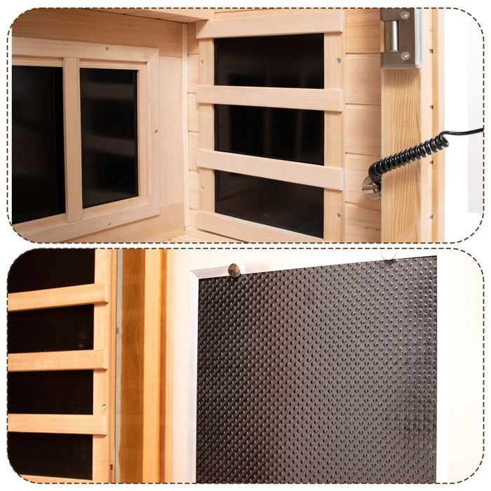 Low Emf Front Door With Heating Panel 1 People Hemlock Far Infrared Indoor Sauna Room - Natural