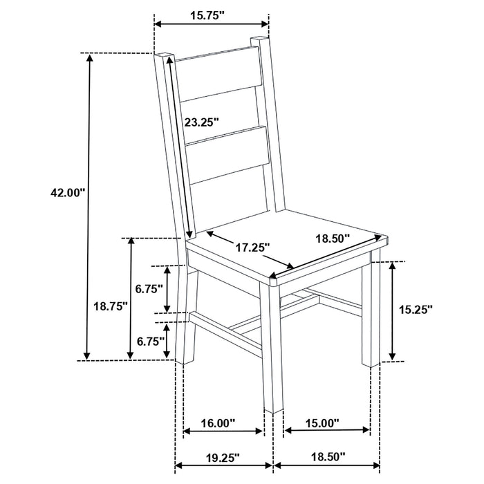 Ladder Back Dining Chairs With Straight Seat (Set of 2) - Brown