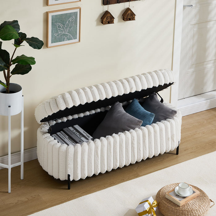 Flip Top Storage Bench With Metal Legs