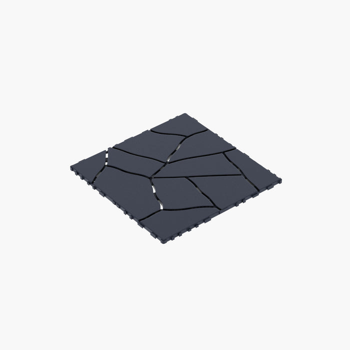 Stone Style Patio Deck Tiles For Porch (Set of 44) - Gray