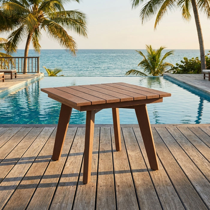 Outdoor Side Table, Wide Tabletop For Patio - Brown