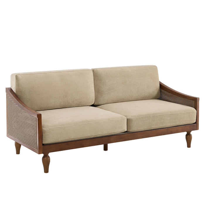 3 Seater Sofa With Rattan Armrests