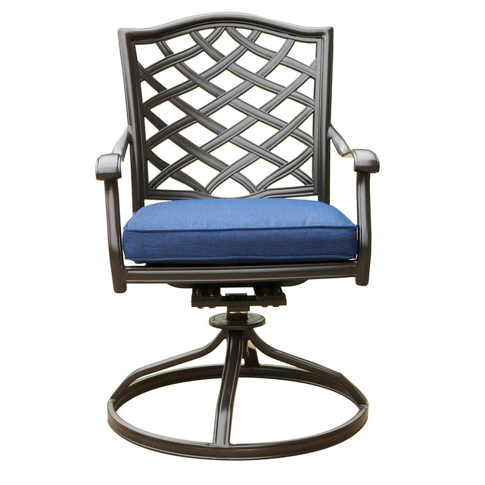 Outdoor Patio Aluminum Swivel Rocker Dining Chair With Cushion (Set of 2)