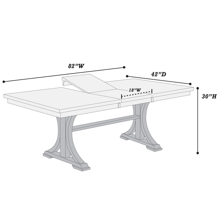 Rectangle Dining Table With Butterfly Leaf, Trestle Base - Charcoal
