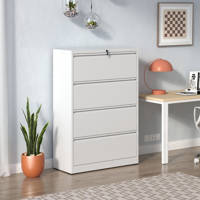 Lateral File Cabinet, Locking Heavy Duty, Anti-Tip Safety Interlock, Vertical Storage For Letter/Legal/A4 Files