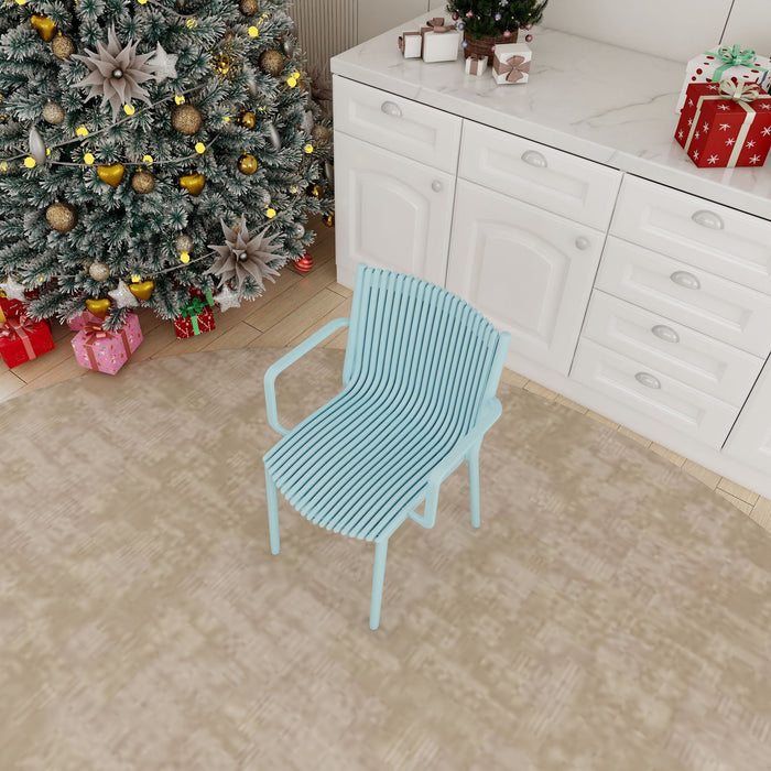 4 Piece Stackable Single Chairs With Vertical Stripe Design For All Weather