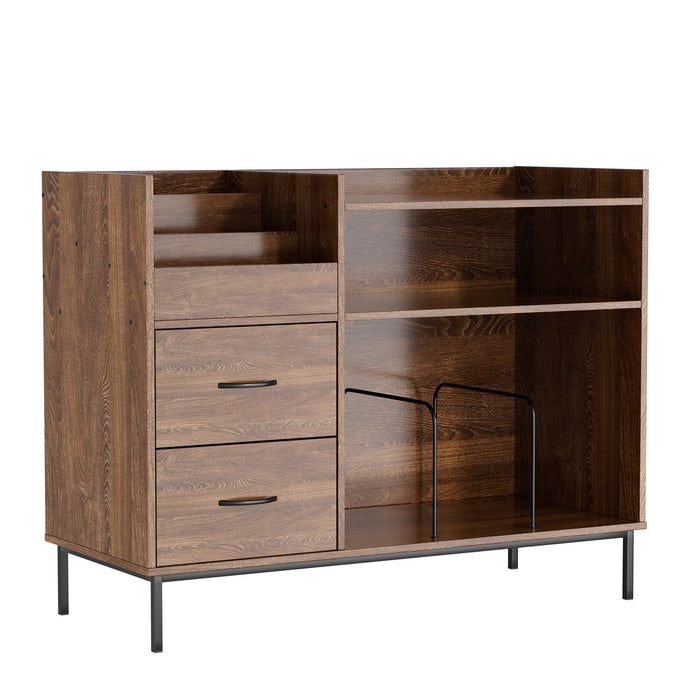 Eco-Friendly Vinyl Record Player Stand With Flip-Top Storage, Media Console With Dual Outlets And Dustproof Drawers