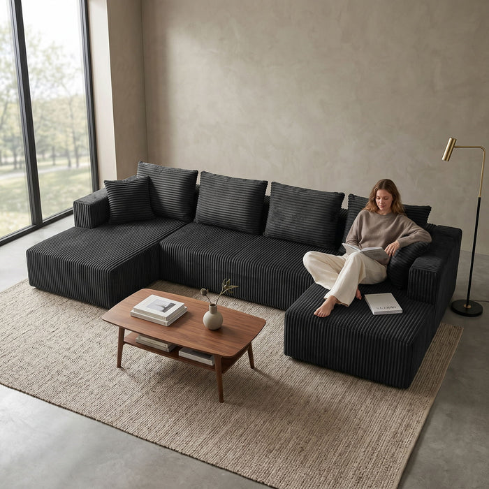U-Shaped Modular Sectional Sofa With Double Chaise, Oversized Deep Seat For Living Room