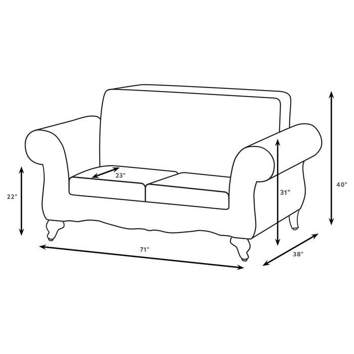 Brookridge - Rolled Arm Loveseat Sofa With Upholstery - Brown