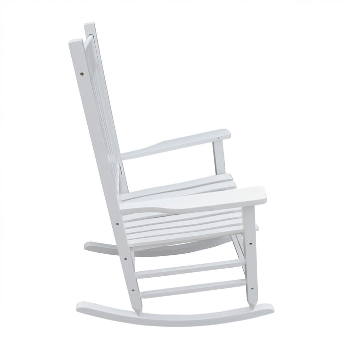 Classic Wooden Porch Rocker Chair White Populus Wood Comfortable Design