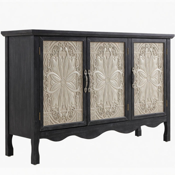 3 Door Sideboard Buffet Cabinet With Storage - Black