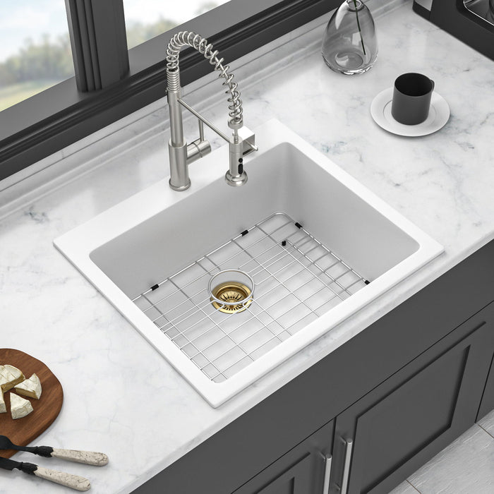 Quartz Kitchen Sink, Granite Composite, Drop In Sink With Durable Design