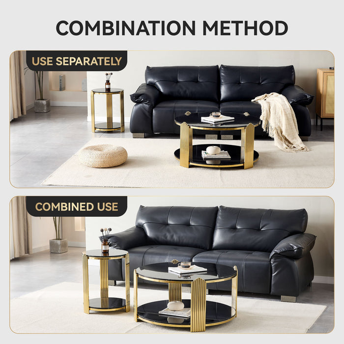 Round Table With Double Layer Storage