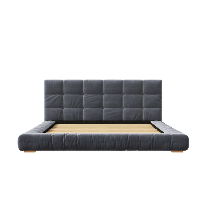 Upholstered Platform Bed Frame With Tufted Headboard