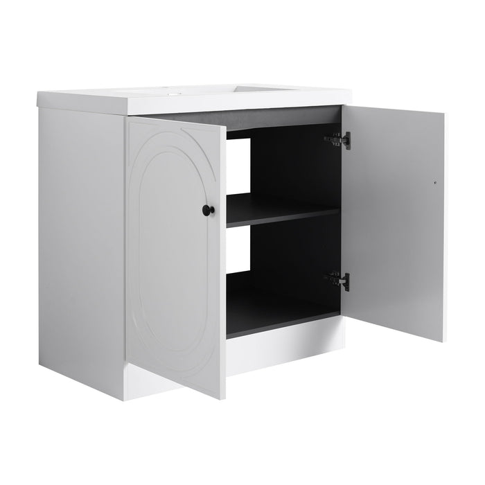 Contemporary Freestanding Bathroom Vanity With Resin Sink & Soft-Close Cabinet Doors