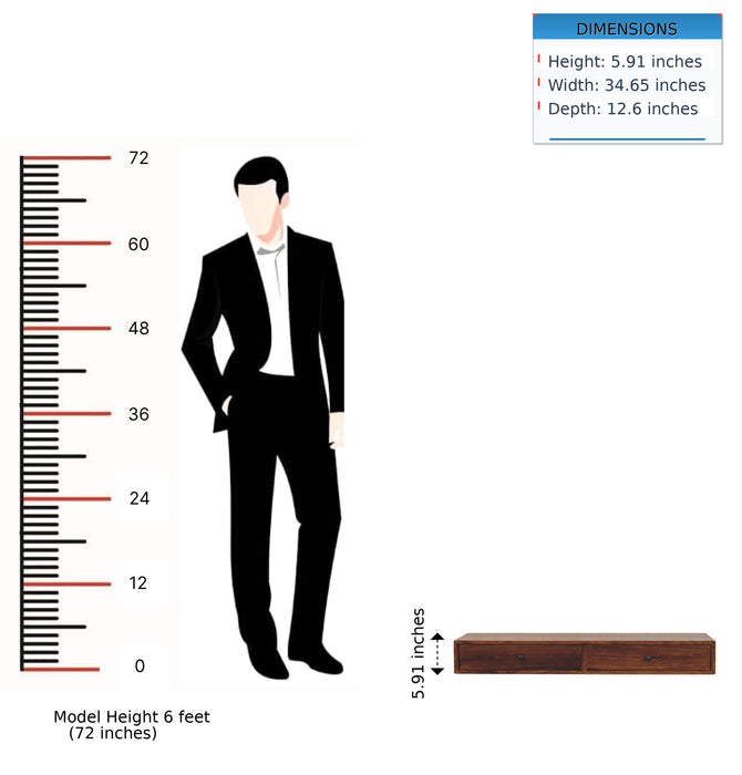 Lunar - 2 Drawer Wall Mounted Console - Brown
