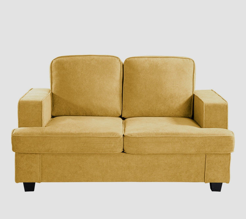 Modern Loveseat, Comfortable 2 Seater Couch With Deep Seating, Loose Back Cushions, Wide Arms