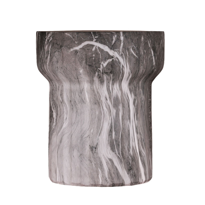 Round Geometric Outdoor End Table - Marble