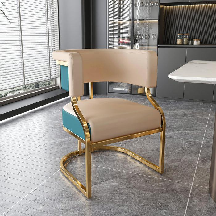Dining Chairs Ergonomic Curved Backres (Set of 2) - Blue / Neutral