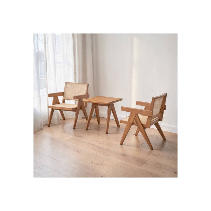 3 Piece Accent Chair Set And Matching End Table For Living Room - Natural