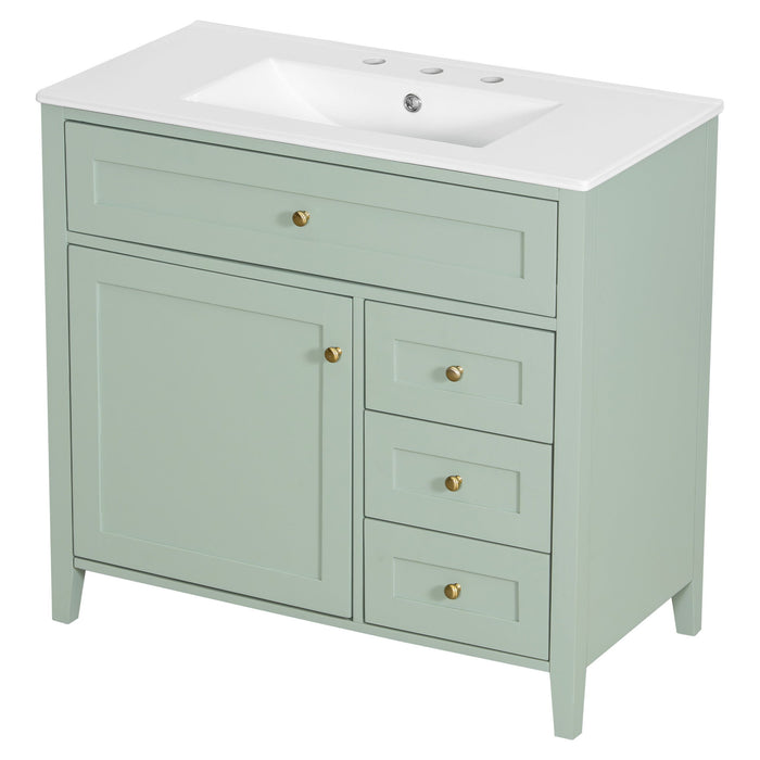 Bathroom Vanity With Sink, Cabinet With 3 Drawers And Adjustable Shelf