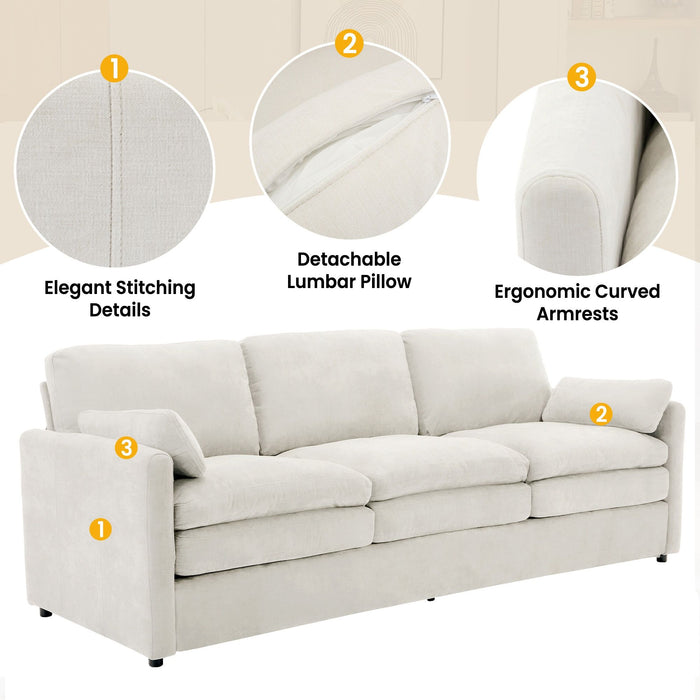 Cozy Upholstered 3 Seater Sofa With Double Cushion