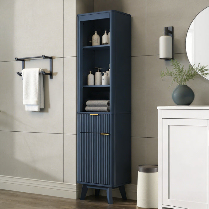 Tall Bathroom Storage Cabinet With Adjustable Shelves And 1 Drawer & Door