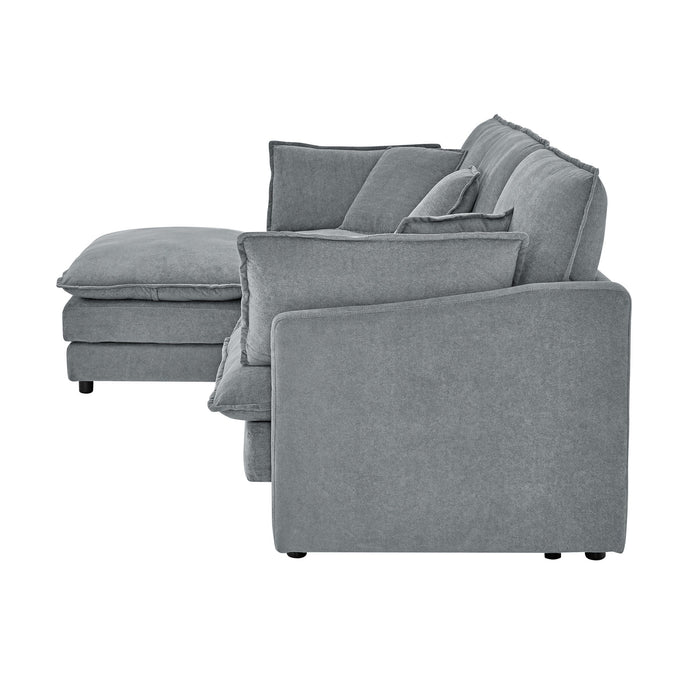 L-Shaped Sectional Sofa With Ottoman, Convertible 4 Seater Couch