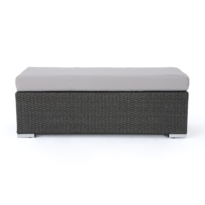 Enthrallia - Outdoor Wicker Bench With Foam Filled Cushion