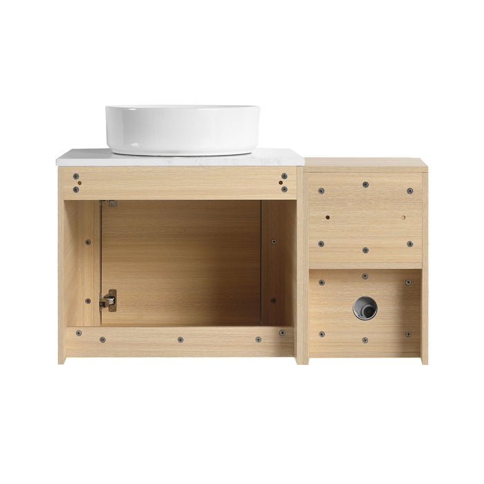 Mounted Bathroom Vanity With Art Sink, Storage Shelves, Soft Close Door