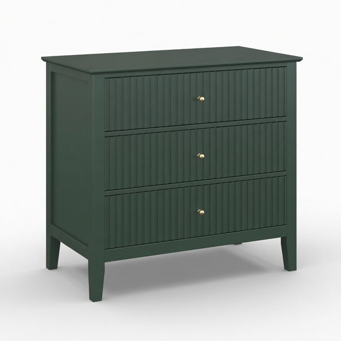 Fluted 3 Drawer Nightstand With Soft Close Slides