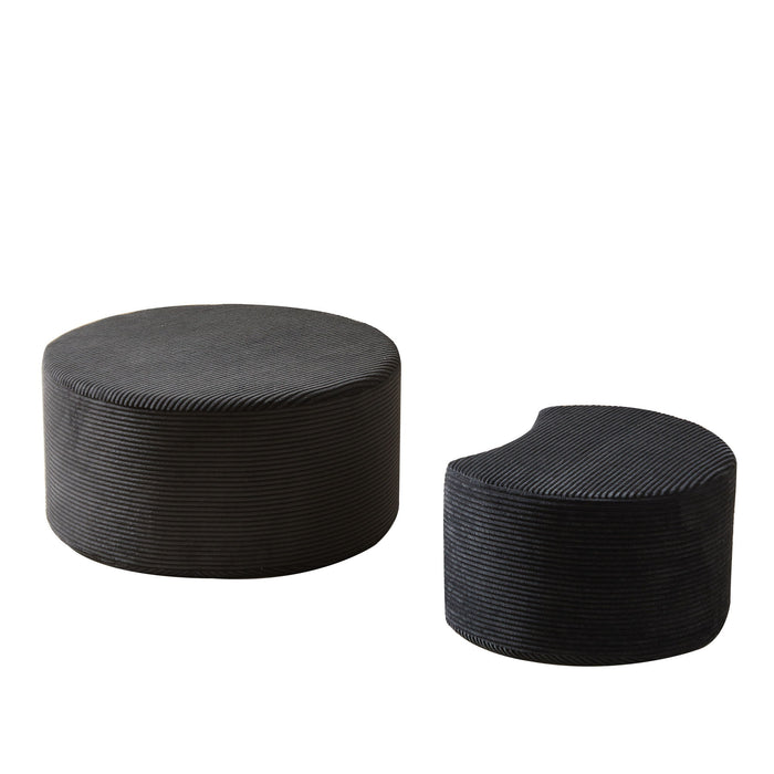 Modern Upholstered Round Coffee Table For Living Room (Set of 2)