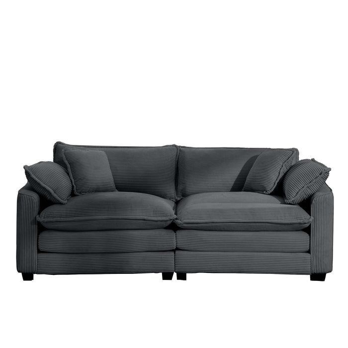 Modern 2 Seater With 4 Pillows, Upholstered Deep Seating Loveseat
