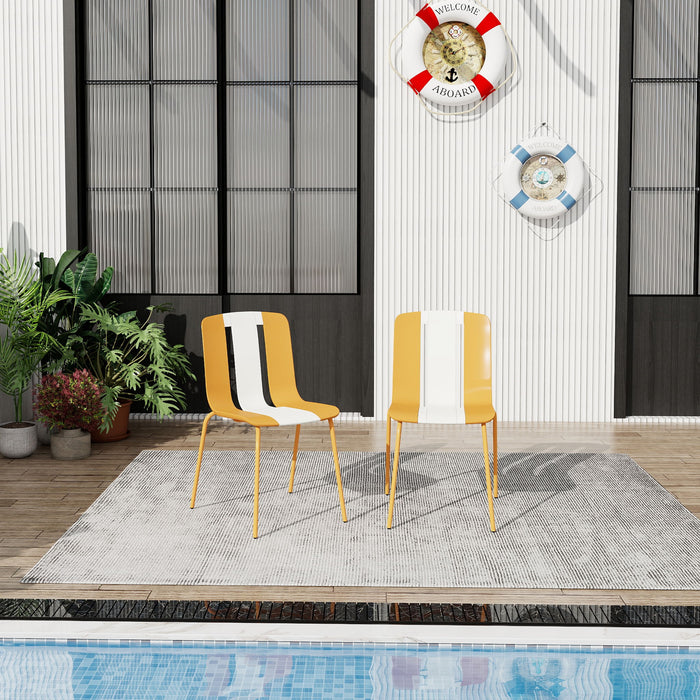 Modern Striped Blocking Single Chairs (Set of 4)
