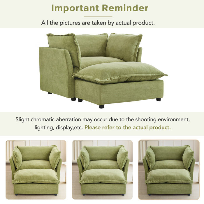 Modern Armchair Sofa With Movable Ottoman