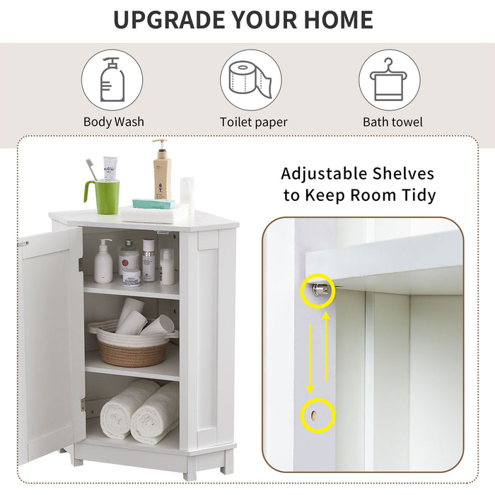 Bathroom Cabinet Triangle Corner Storage Cabinet With Adjustable Shelf Modern Style