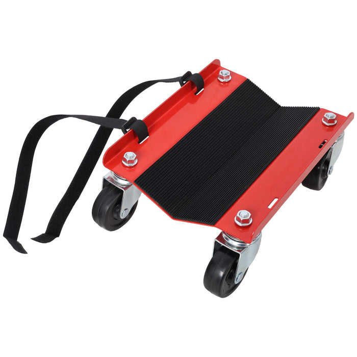 Heavy Duty Snowmobile Dolly V Slide With 2.5" Swivel Casters, Rubber Pad, 1500Lbs Capacity Steel - Red