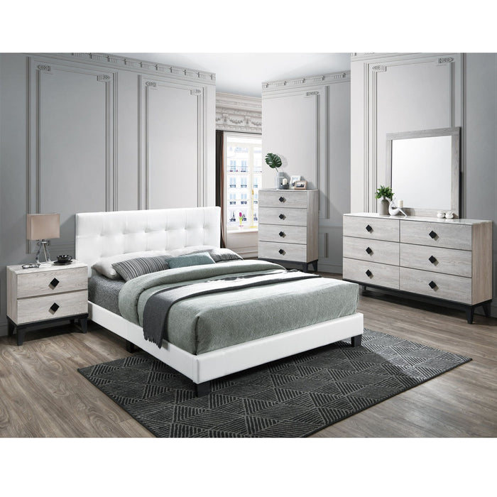 Modern Style Bed With Upholstered Rectangle Headboard