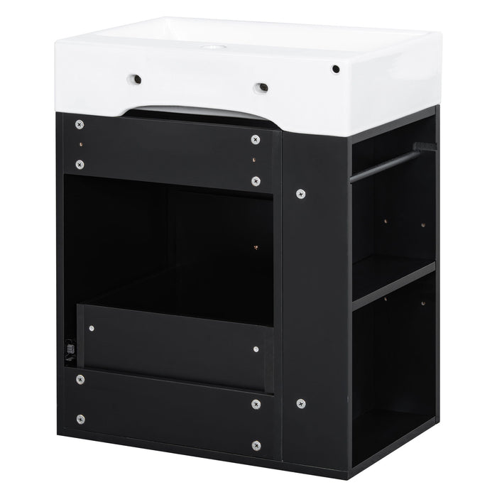 Modern Bathroom Vanity With Sink, Storage Cabinet, Drawer & Side Shelf