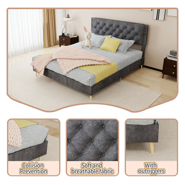 Upholstered Bed With Tufted Headboard