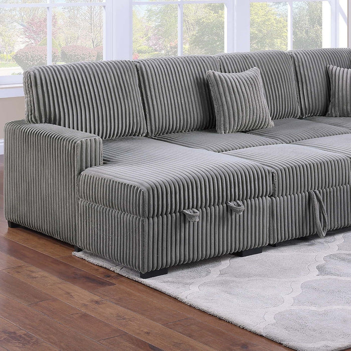 Convertible Sectional Upholstered Sleeper Sofa With Storage Chaise