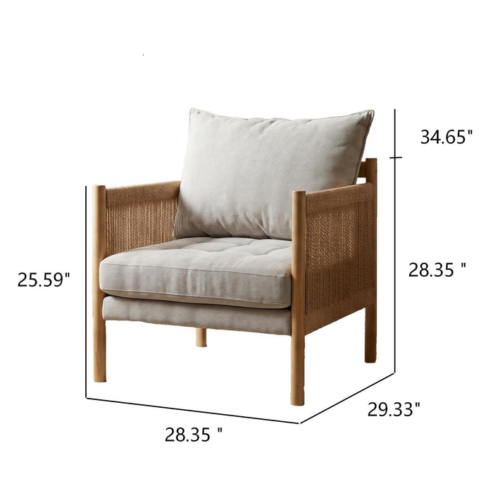 Accent Armchair With Removable Cushions For Living Room - Matte Black / Natural / Sand