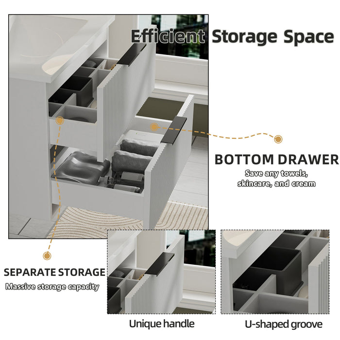 Modern Wall Mounted Floating Bathroom Vanity With Sink And Drawers
