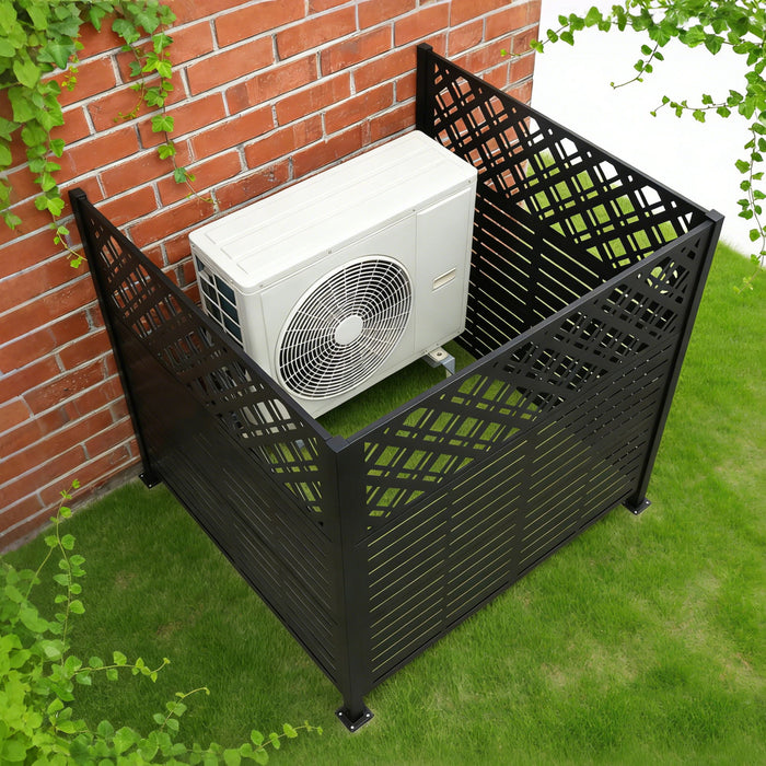 2 Panels Privacy Screen Outdoor Privacy Panels, Trash Can Enclosure, Air Conditioner Fence - Black