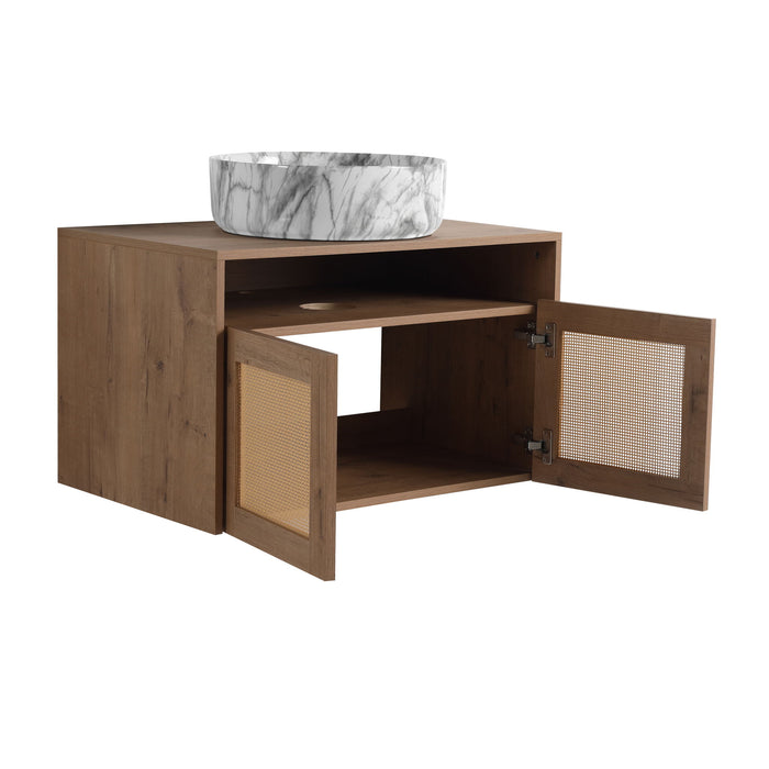 Bathroom Vanity With Art Sink, 2 Soft Close Doors, Float Mounting Design
