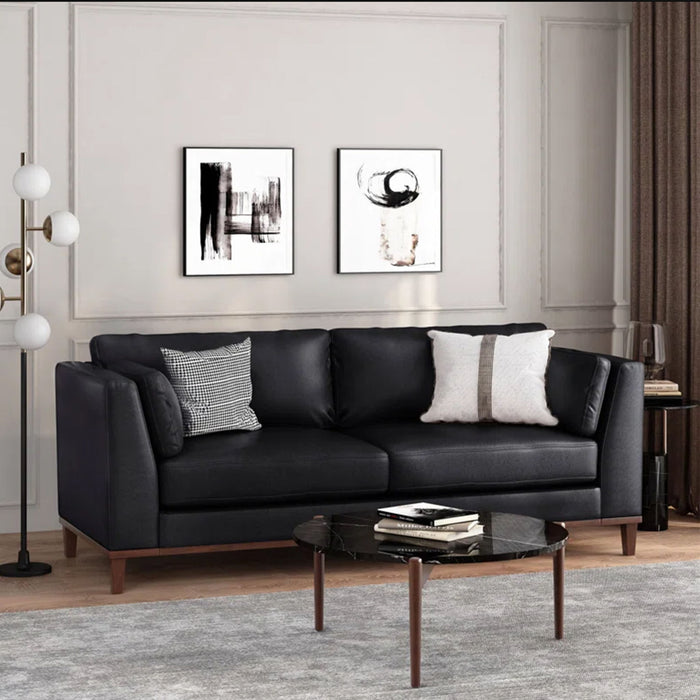 Contemporary 3 Seater Sofa With Tuxedo Arms - Black