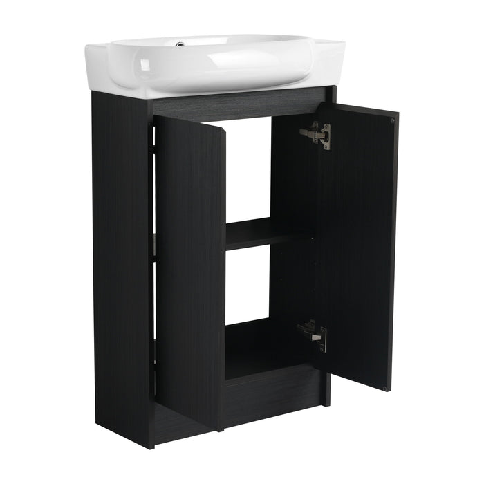 Freestanding Bathroom Vanity With Sink And Storage Rack, Soft Close Doors Base With Basin
