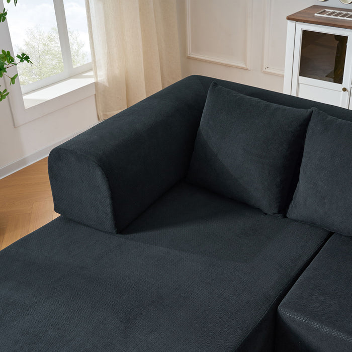 Modular L-Shaped Sectional Sofa With Deep Seat, Movable Chaise & 5 Pillows