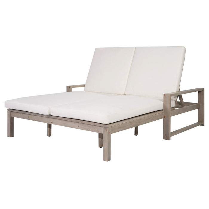Outdoor Double Lounge Chair With 5 Position Adjustable Backrest