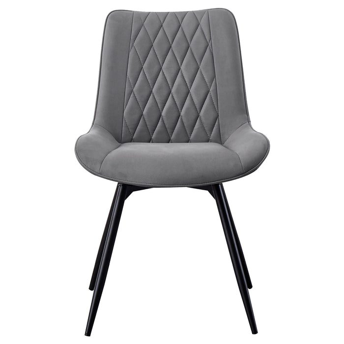 Vellux - 5 Piece Round Dining Table Set With Concrete Top Upholstered Chairs - Gunmetal